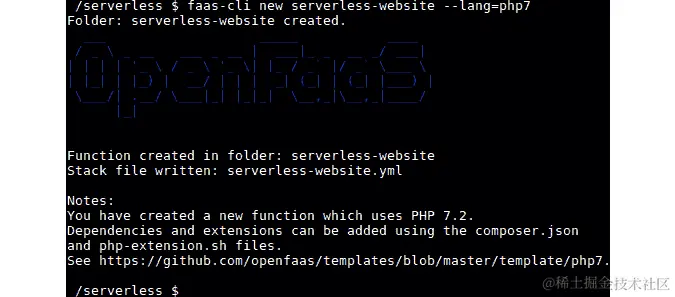 图 9.42：创建 serverless-website 函数
