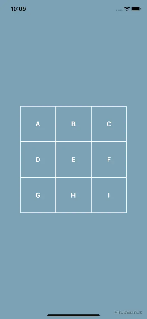 Three By Three Grid Containing Letters "A" Through "I" on Mobile Screen
