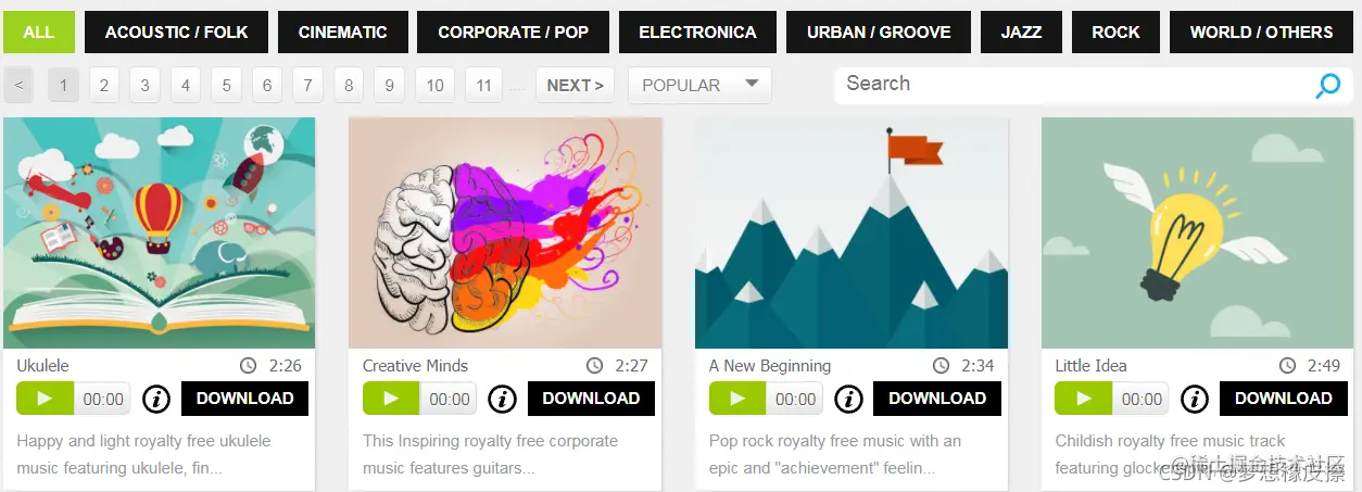 python 协程第4课，目标数据源为 mp3 ，目标站点为 bensound.com