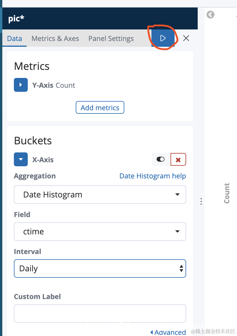 添加x轴以天为维护, 点击红圈成图