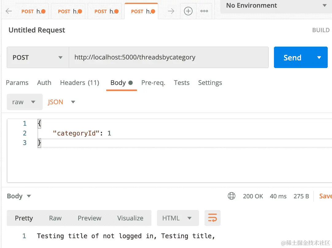 图 14.23 – 测试 threadsbycategory 路由