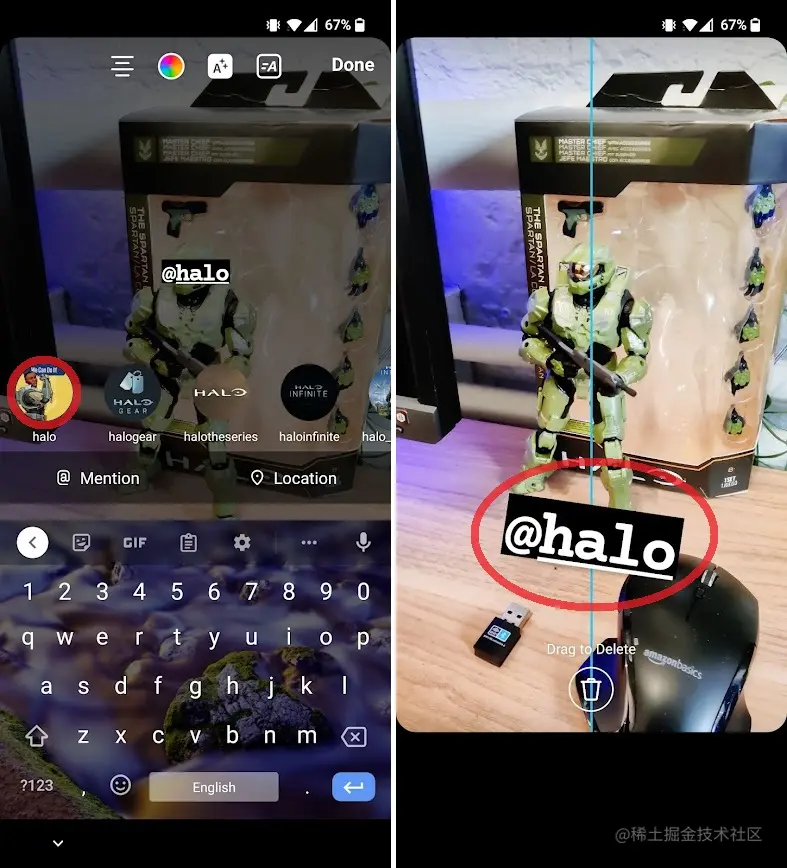 完成 instagram 故事标签
