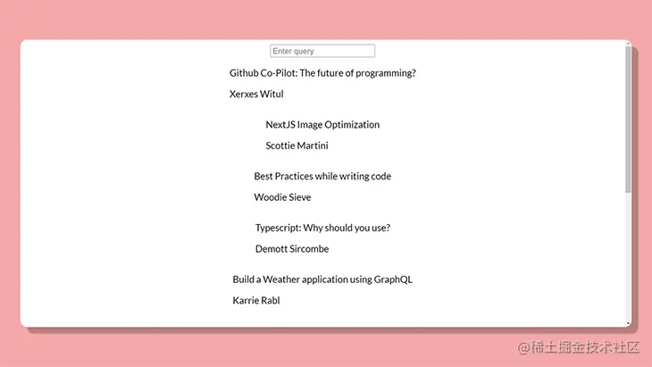 Search field results with limited styling
