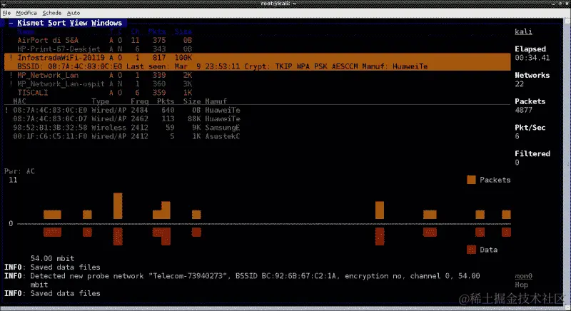 使用 Kismet 进行无线扫描