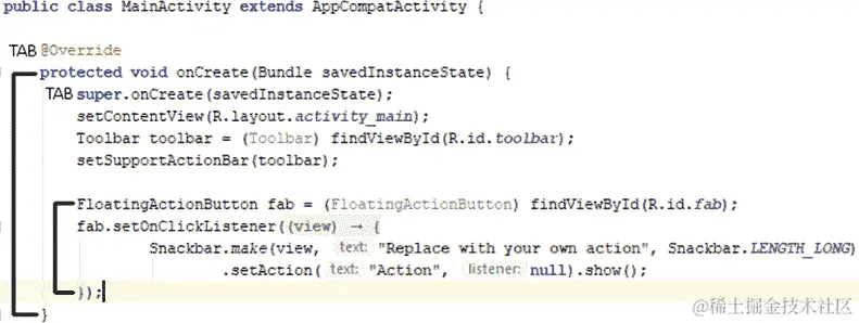 图 8.1 – 缩进的 Java 代码