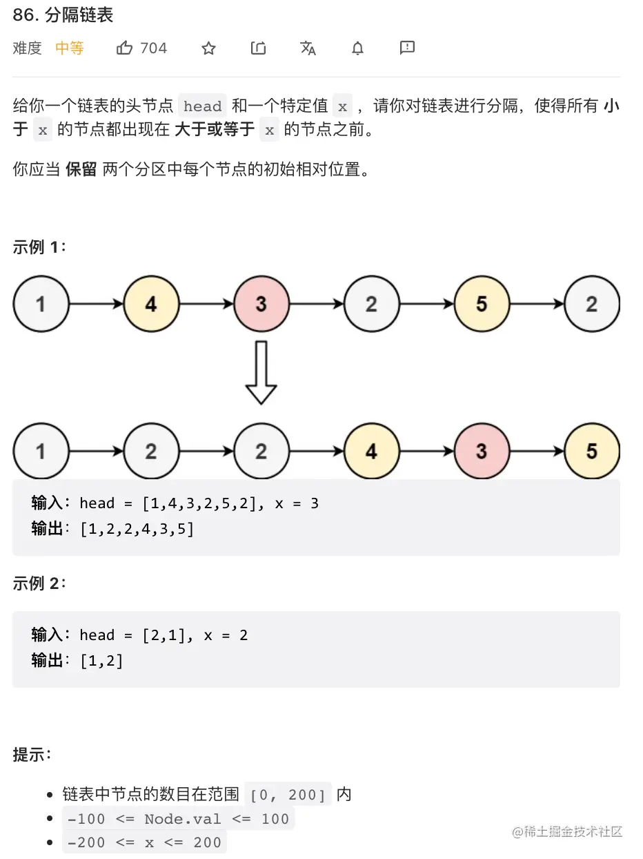 力扣-86-分隔链表