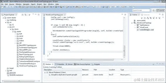 来自 Storm-starter 项目的 WordCount 拓扑结构
