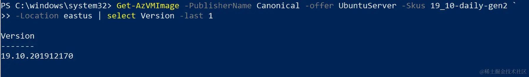 在 Azure CLI 中使用发布商的名称、优惠和 SKU 获取可用图像的版本详细信息