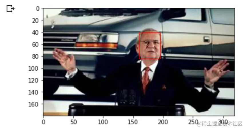 Detected face in an image of Lee Iacocca