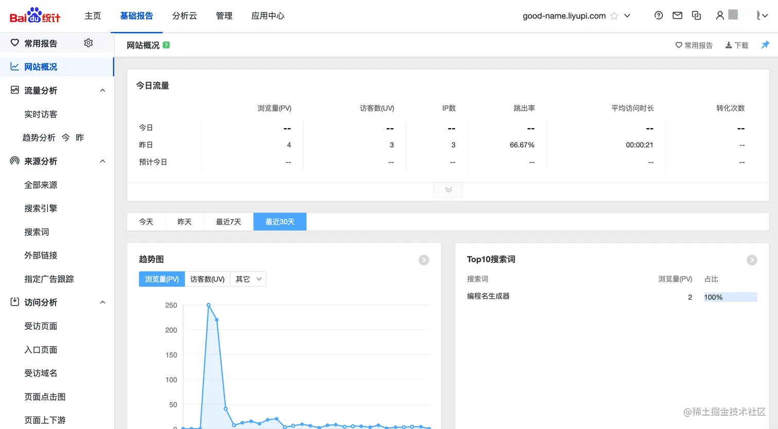 查看网站统计报告
