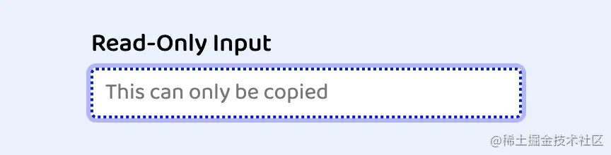 the readonly field when focused