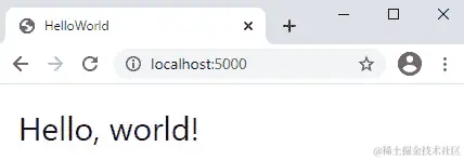 图 2.11–在浏览器中运行的 HelloWorld 应用程序