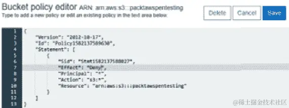 图 10.6 - 通过 AWS 控制台手动更改存储桶策略