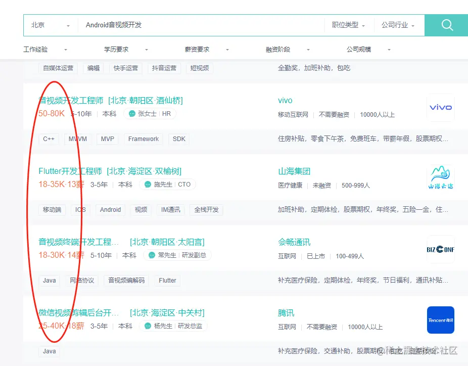 北京音视频开发薪资