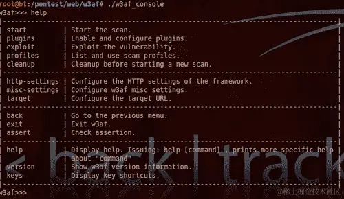 使用 w3af 控制台进行扫描