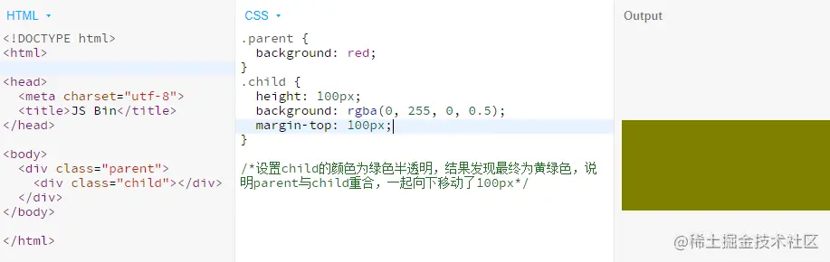 child的margin-top没有被parent包住