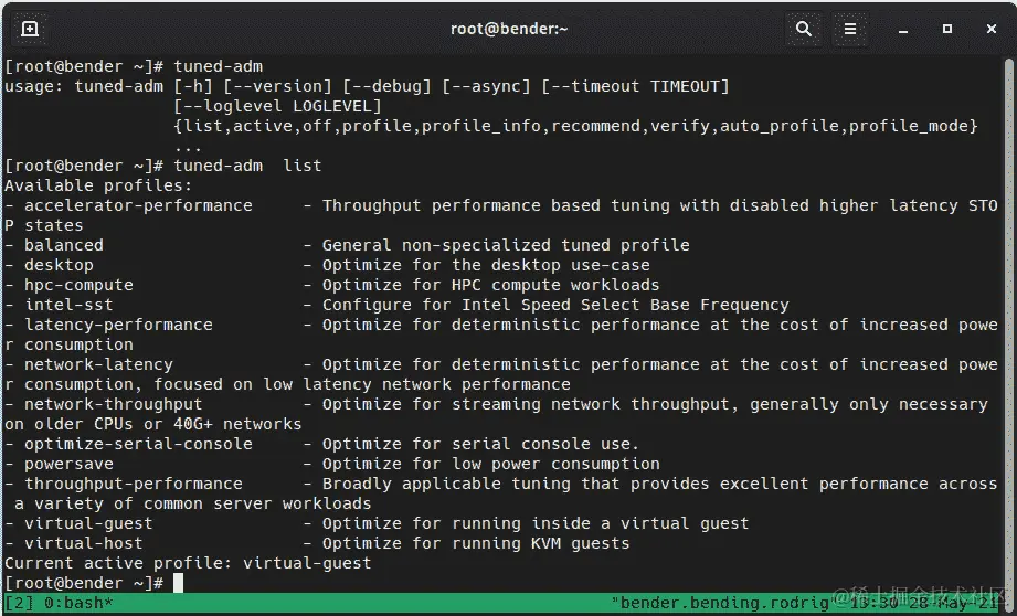 图 16.5 - tuned-adm 命令行选项和配置文件