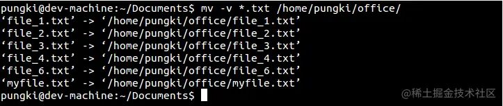 mv with verbose mode