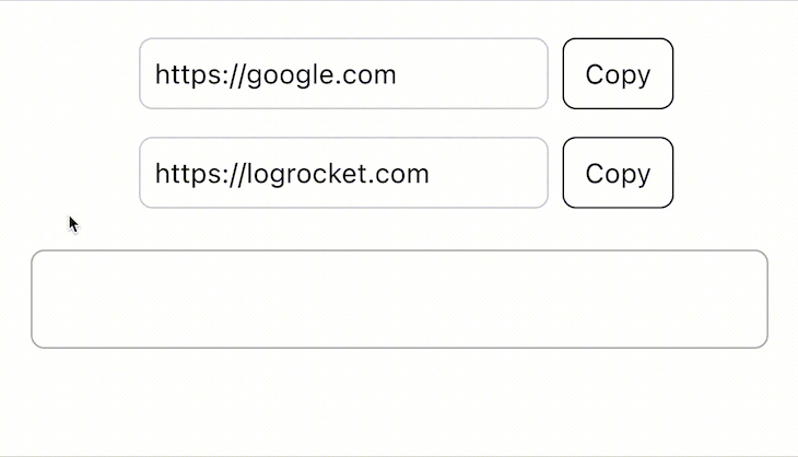 Copy Button Next To Link Being Pressed