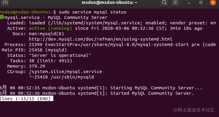 绿字就是状态：Running