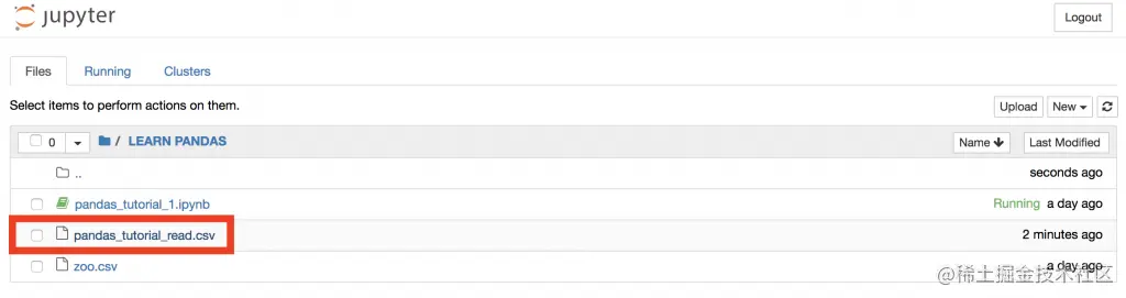 .csv file in the folder Jupyter Python