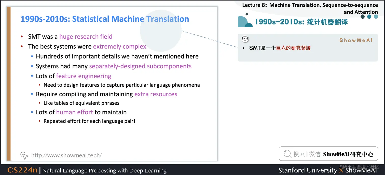 1990s-2010s：统计机器翻译