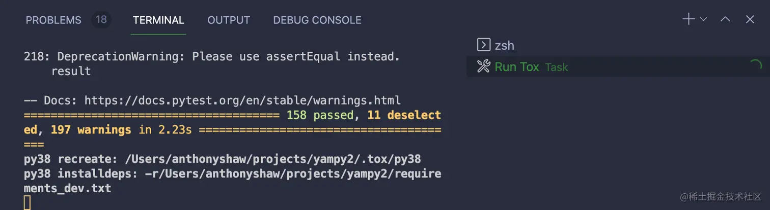 运行 Tox 的 VS Code