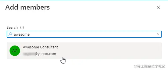 select user in add members pane