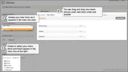 使用 WordPress 3.0 的自定义菜单选项