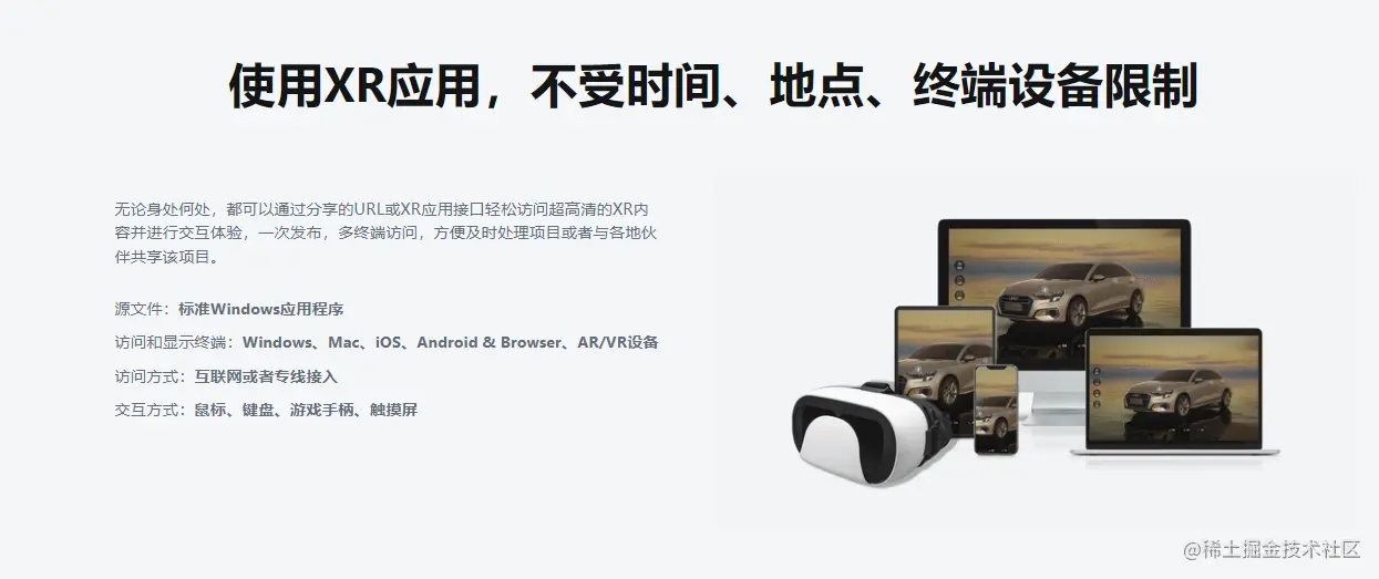 使用XR应用，不受时间、地点、终端设备限制