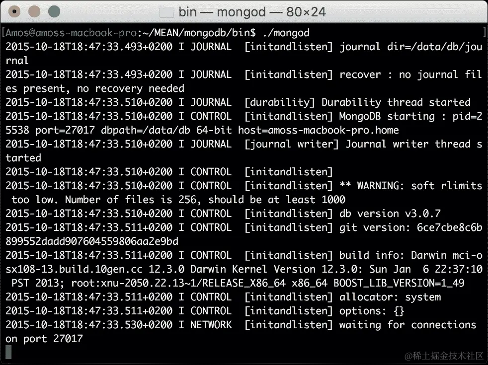 从二进制文件安装 MongoDB