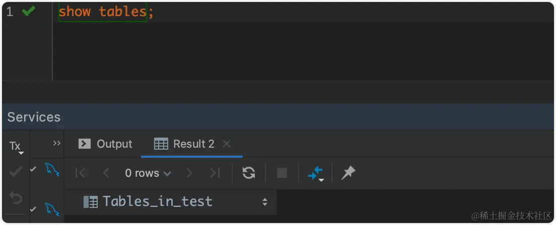 空数据表的数据库test