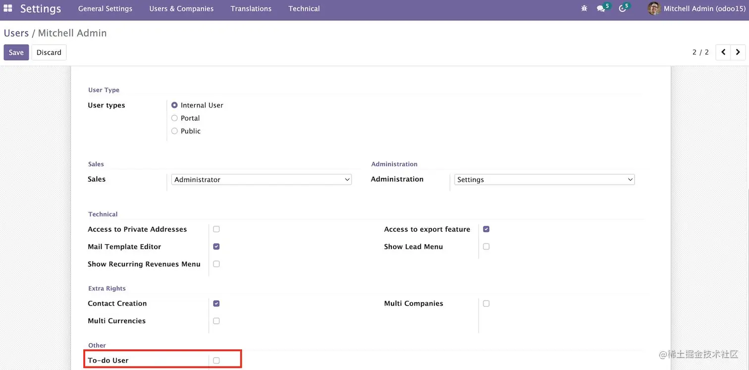 图1.17 – Mitchel Admin用户表单