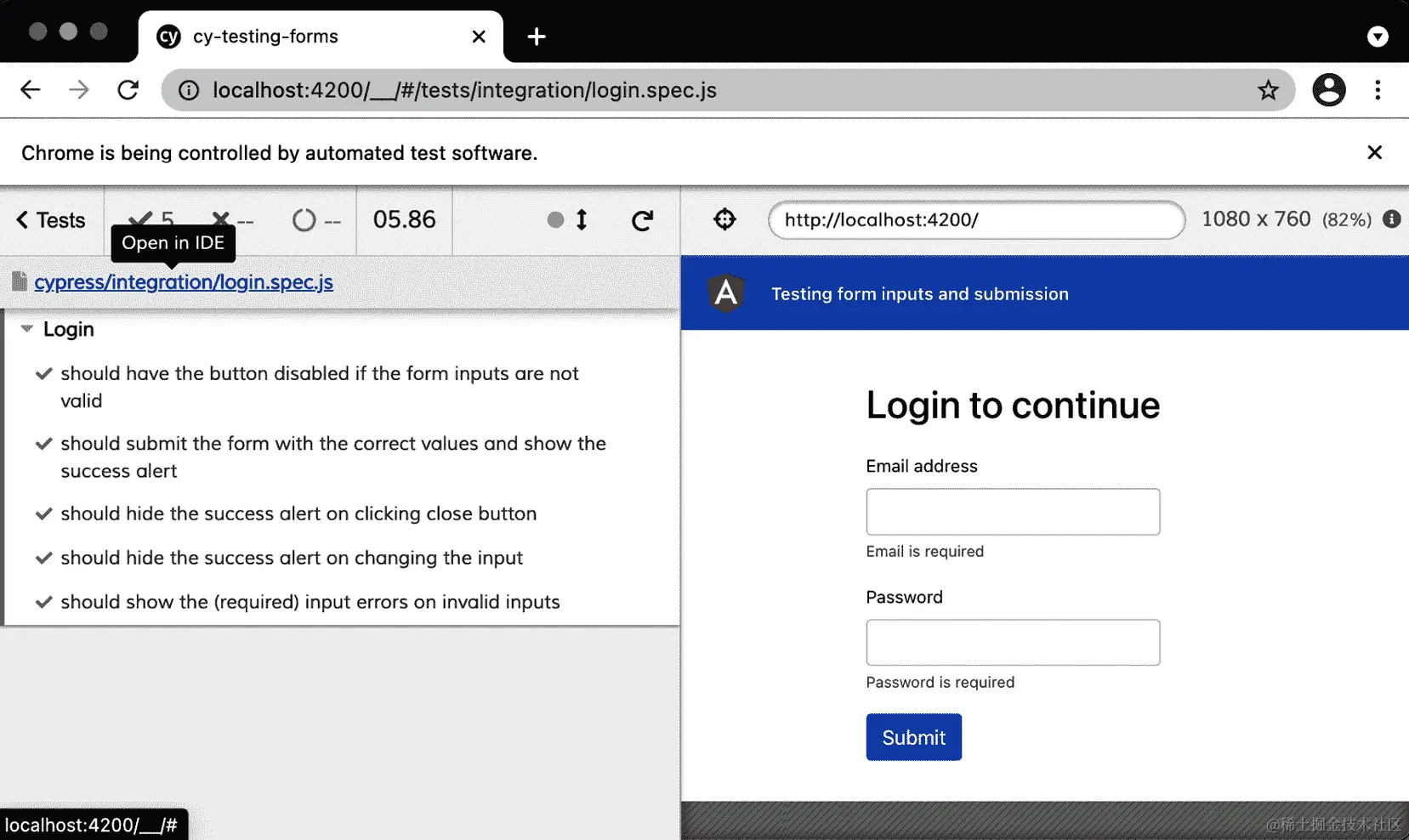 图 11.9 - 登录页面的所有测试都通过了