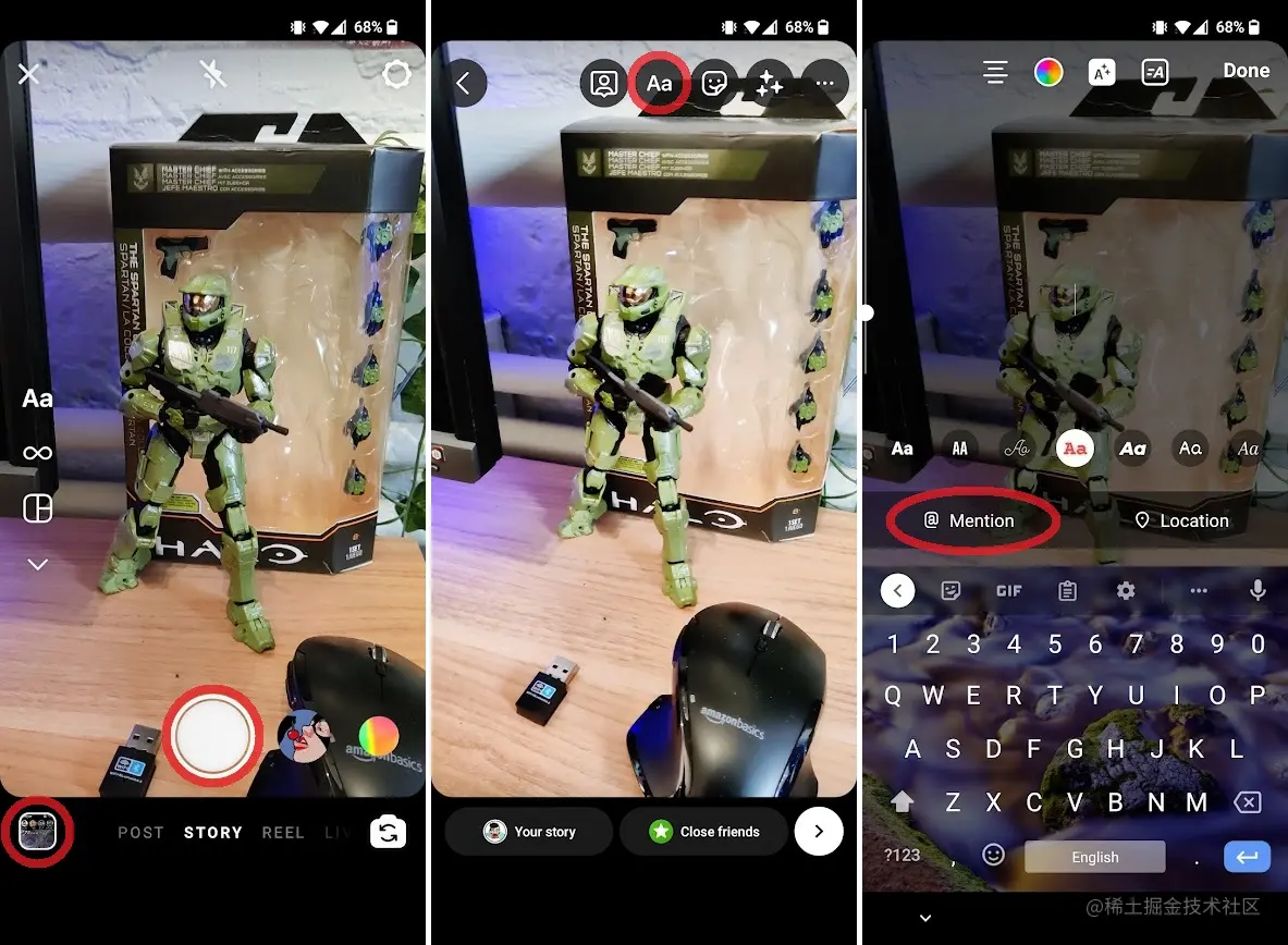在故事中标记 instagram 找到提及按钮