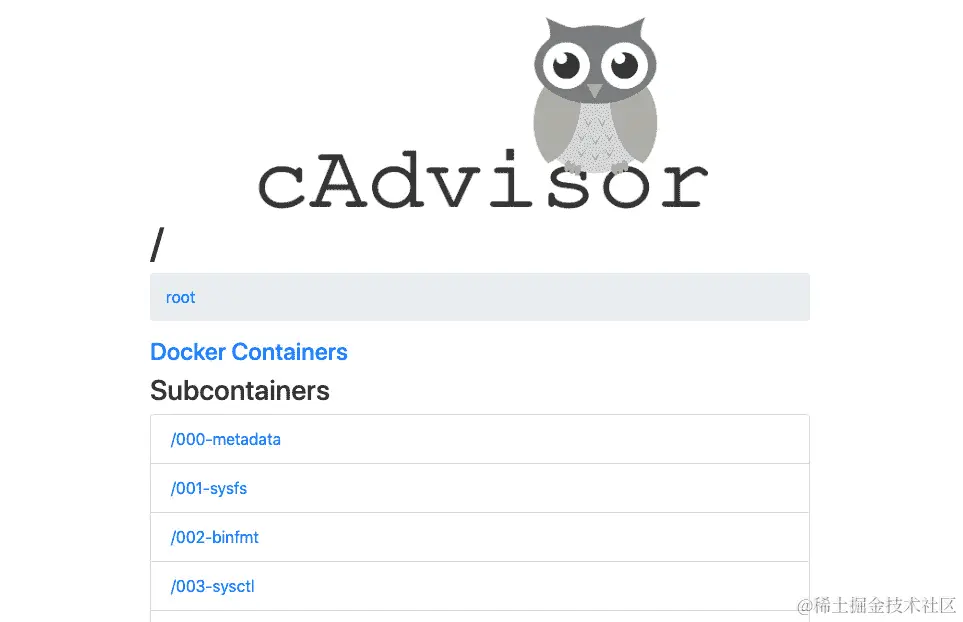 图 13.8：cAdvisor 欢迎页面