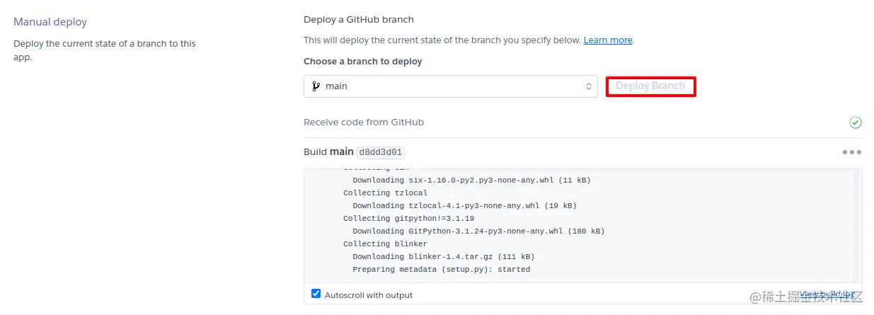 返回到deploy页面继续部署