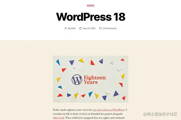 Example from WordPress 18