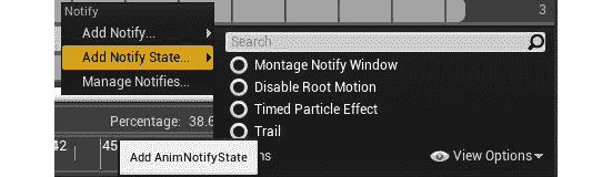 图 14.4:Unreal Engine 4 中提供给您的默认 Anim 通知状态的完整列表