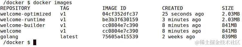 图 4.7：列出所有 Docker 镜像