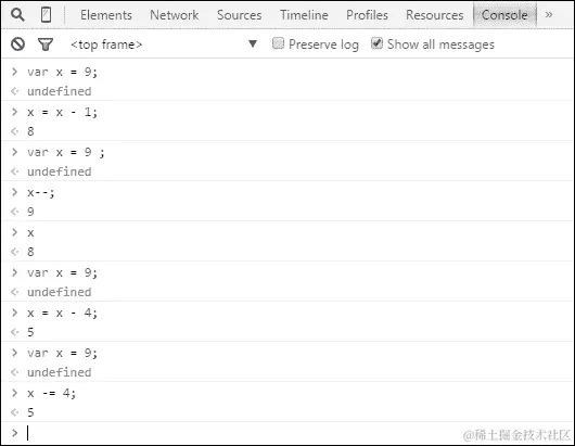 增量或减量运算符
