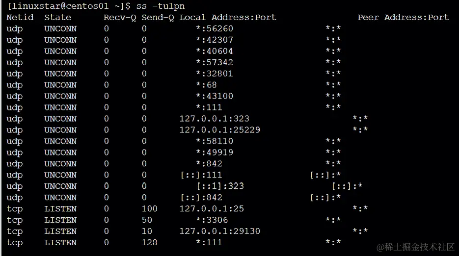 使用 ss -tulpn 命令检查端口详细信息