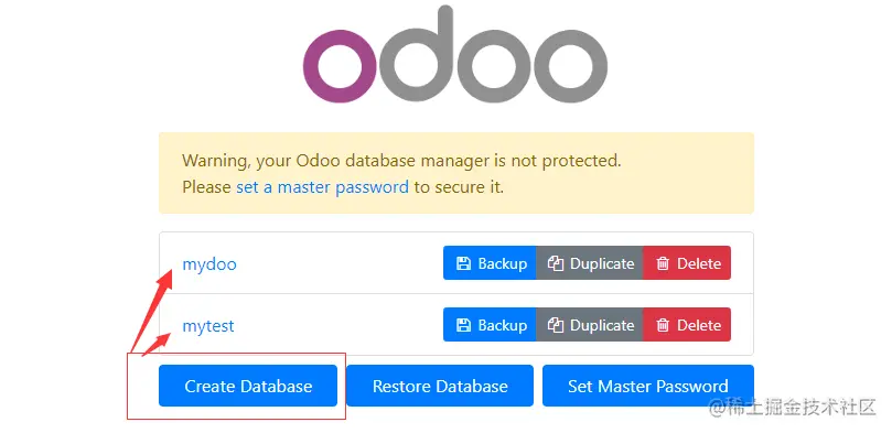 Odoo 新增数据库