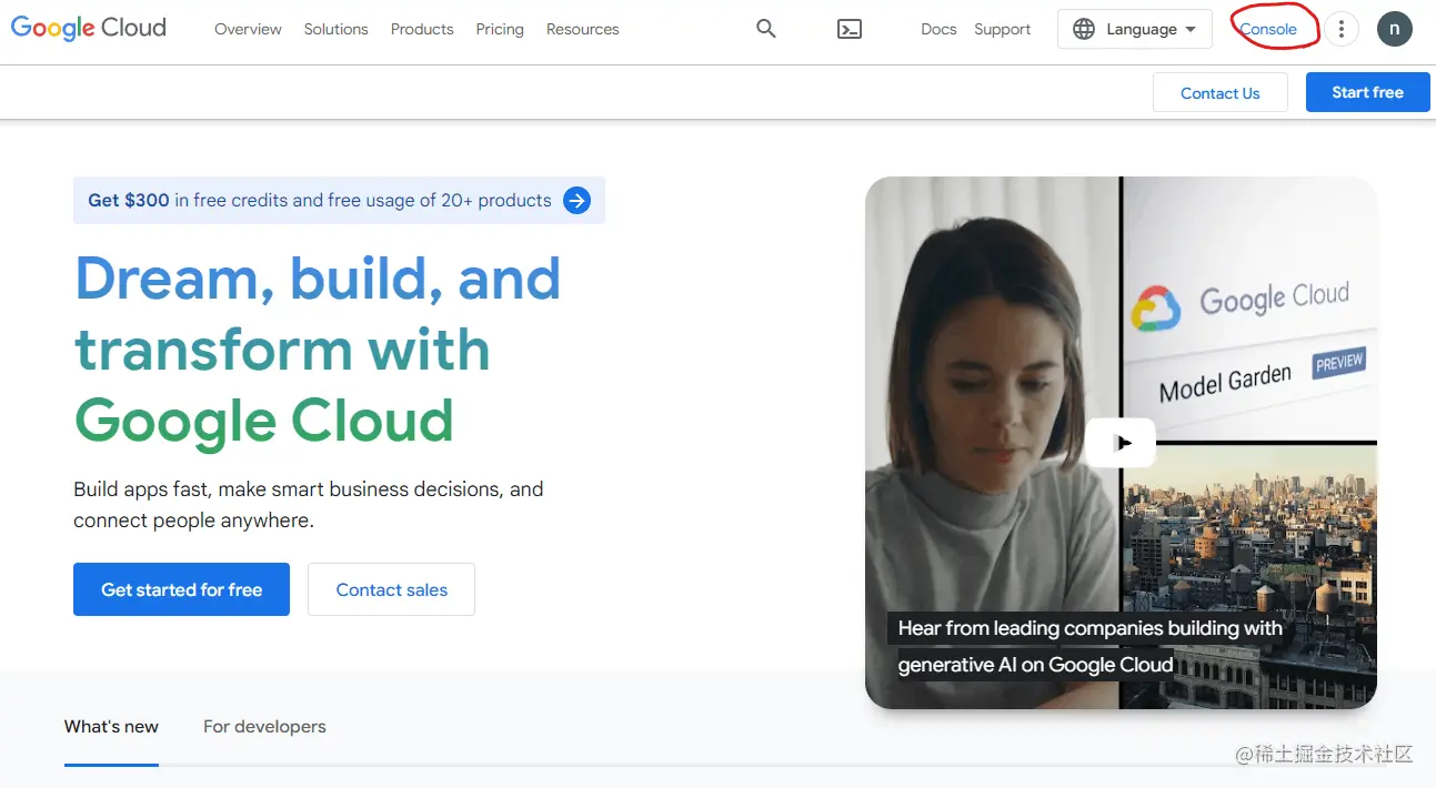 图 1. 单击控制台按钮。