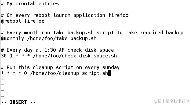 编辑 crontab 条目