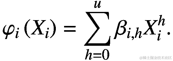 {\varphi}_i\left({X}_i\right)=\sum \limits_{h=0}^u{\beta}_{i,h}{X}_i^h.