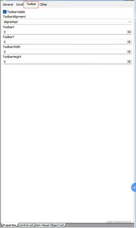 ToolBar 属性页属性