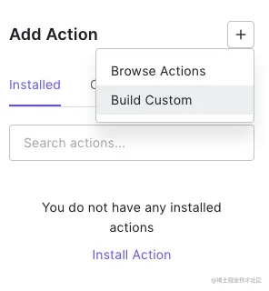 Add Custom Action menu