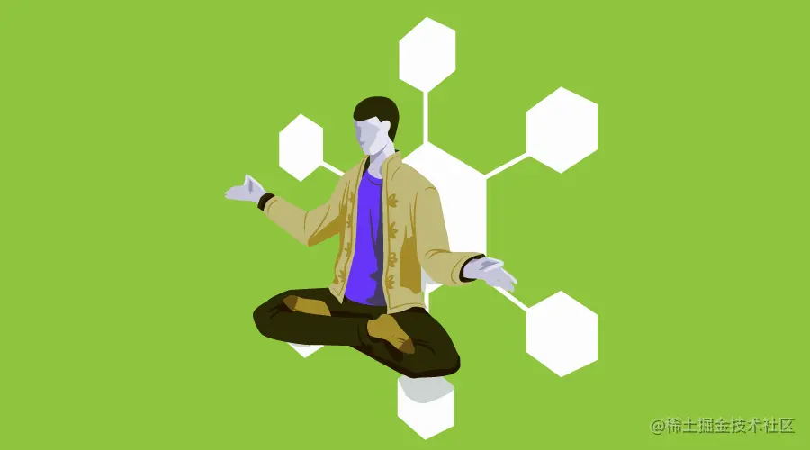 A person in a traditional cross-legged meditation pose, focusing on becoming a better Node developer