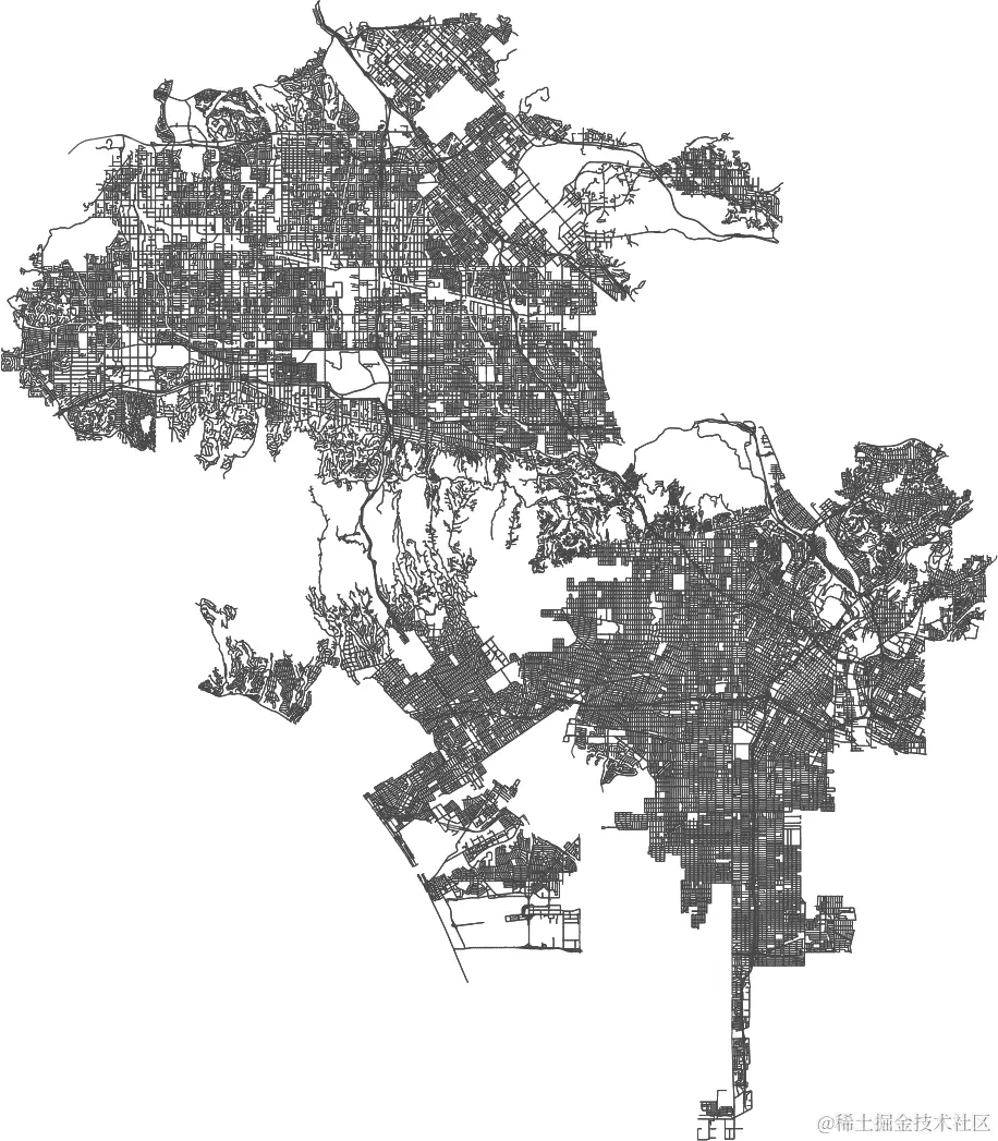 由 OSMnx 生成的洛杉矶市街道网络